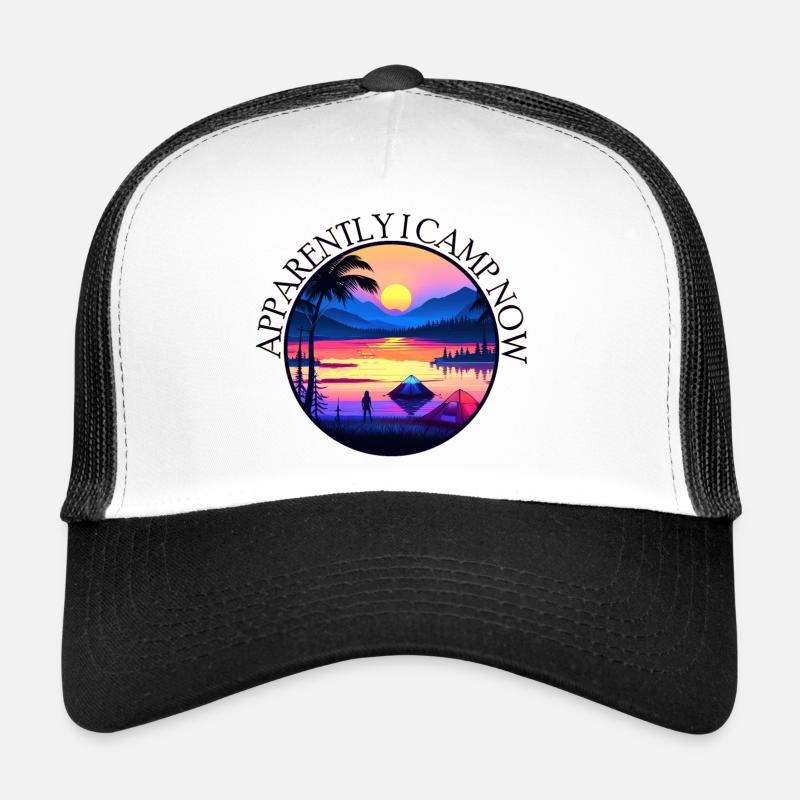 Apparently I camp now - Trucker Cap - Weiß/Schwarz