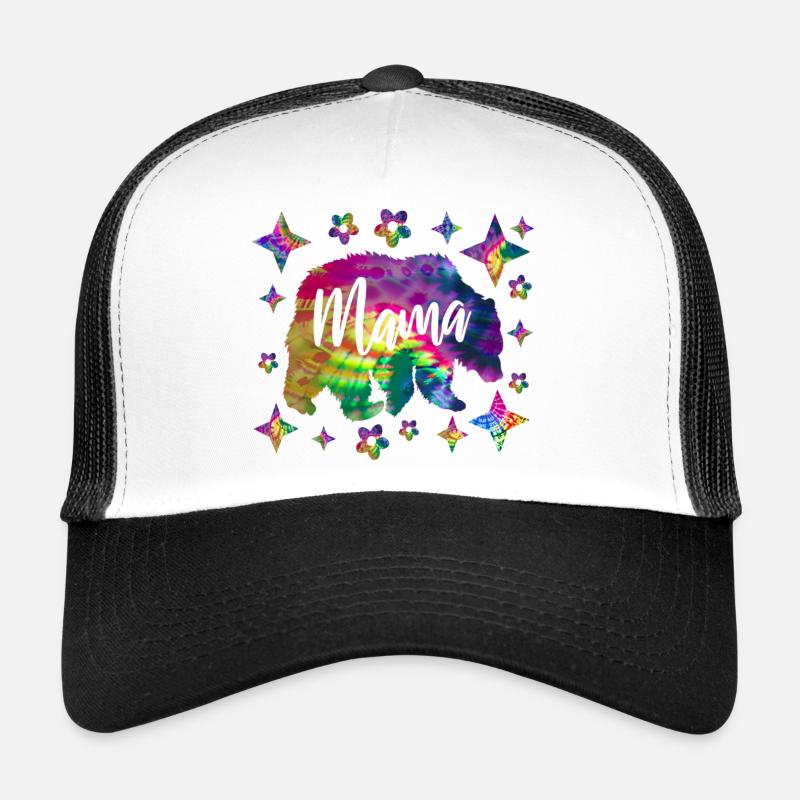 Mama Bär Batik Tie Dye - Trucker Cap - Weiß/Schwarz