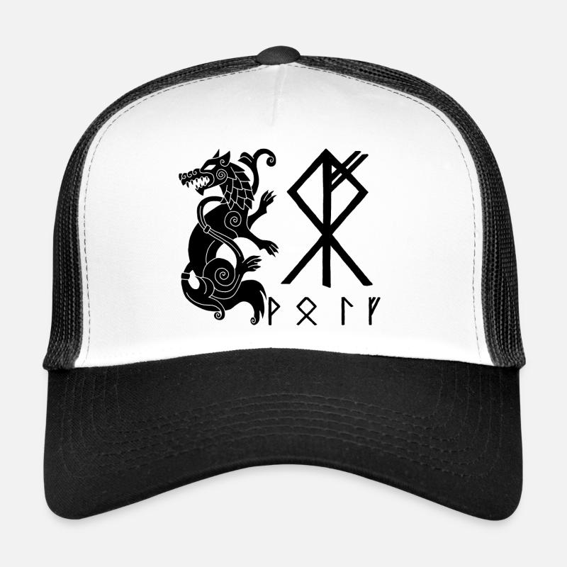 Fenrir Schwarzer Wolf - Trucker Cap - Weiß/Schwarz