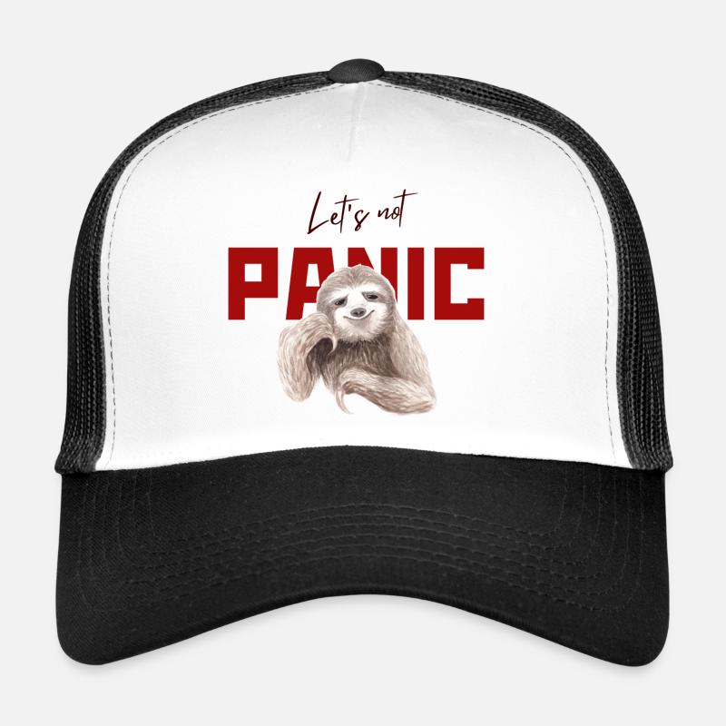 Sloth illustration Let's Not Panic - Trucker Cap - white/black