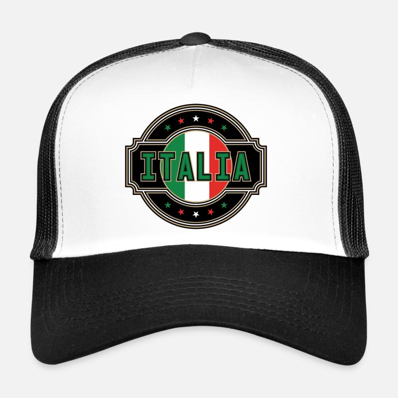 Italien - Trucker Cap - Weiß/Schwarz