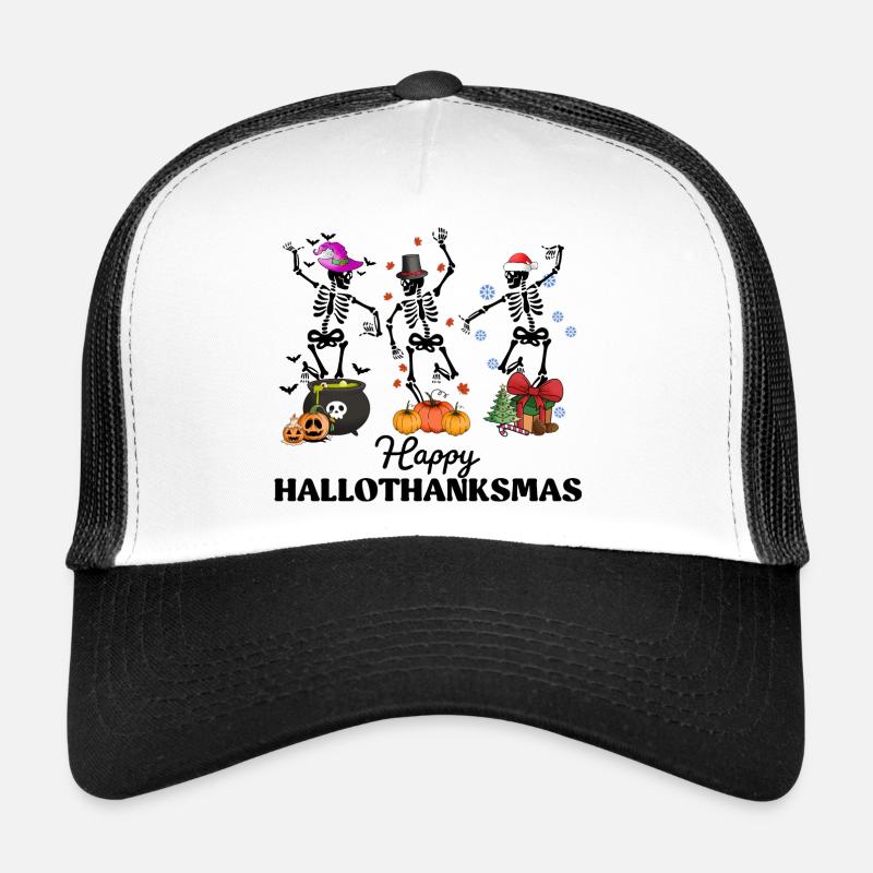 Hallothanksmas Funny Dancing Skeletons - Trucker Cap - white/black