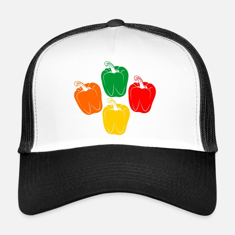 Vier Farben der Paprika - Trucker Cap - Weiß/Schwarz