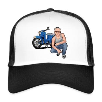Schwalbe (Trude) + Erich // Illustration - Trucker Cap - Weiß/Schwarz - Vorne