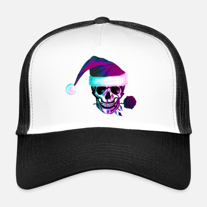 Crâne néon avec chapeau de Noël Casquette trucker 
