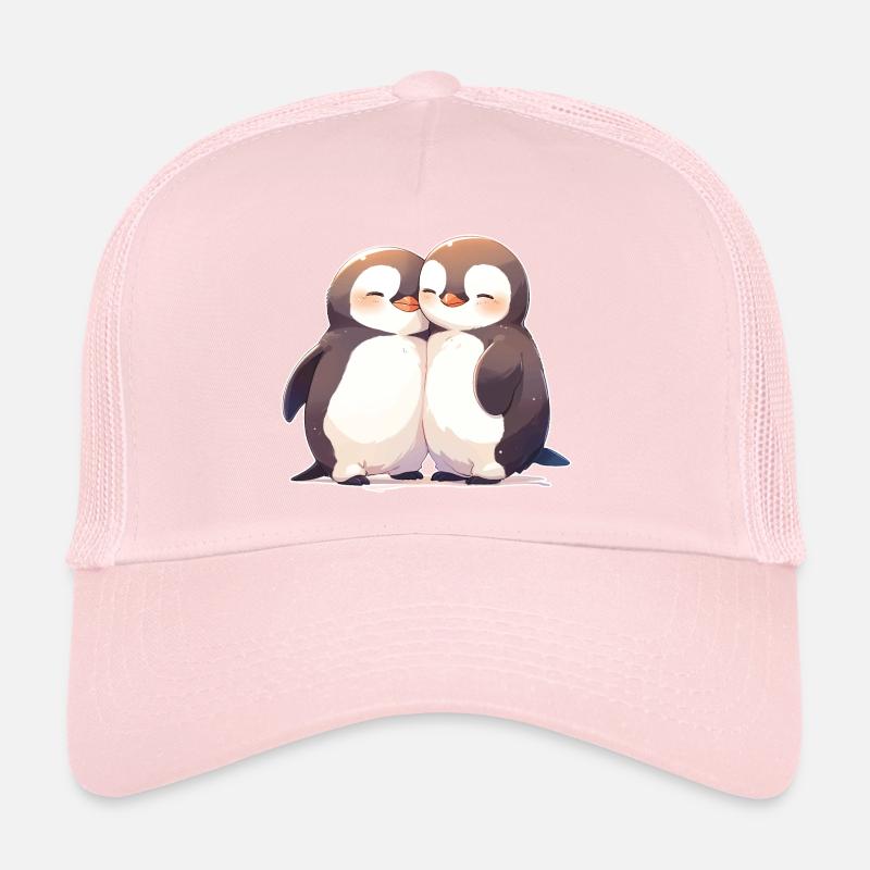 Pingouin Coeur Amour Mignon Câlin Pingouin Amour Casquette trucker 