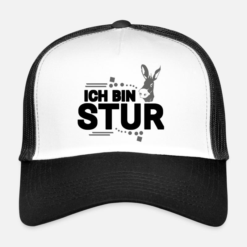 Esel - Sturkopf - Trucker Cap - Weiß/Schwarz