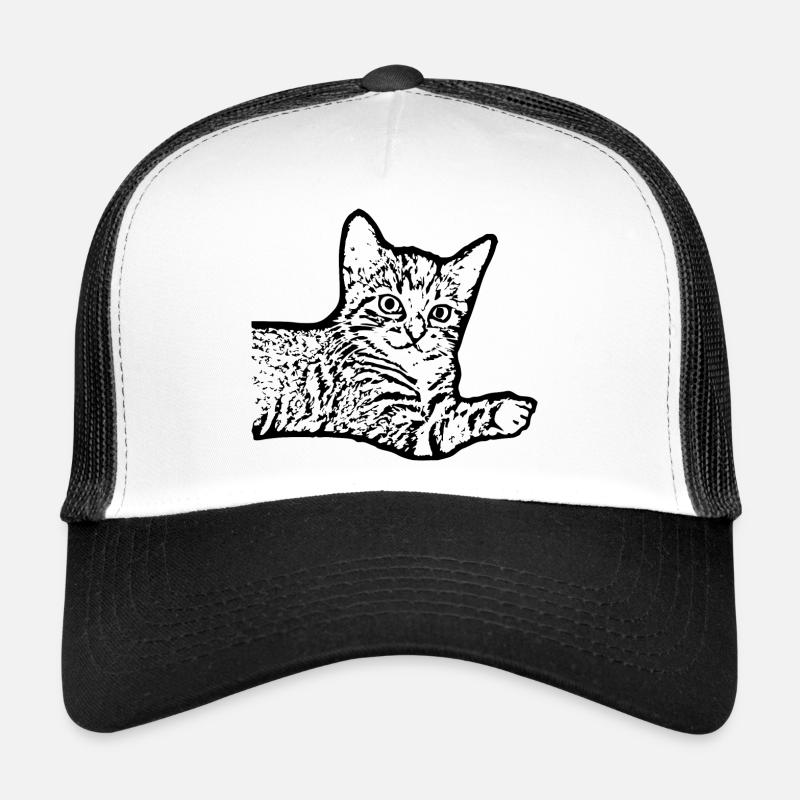 Chat Noir Chaton Chaton - Casquette trucker  - blanc/noir