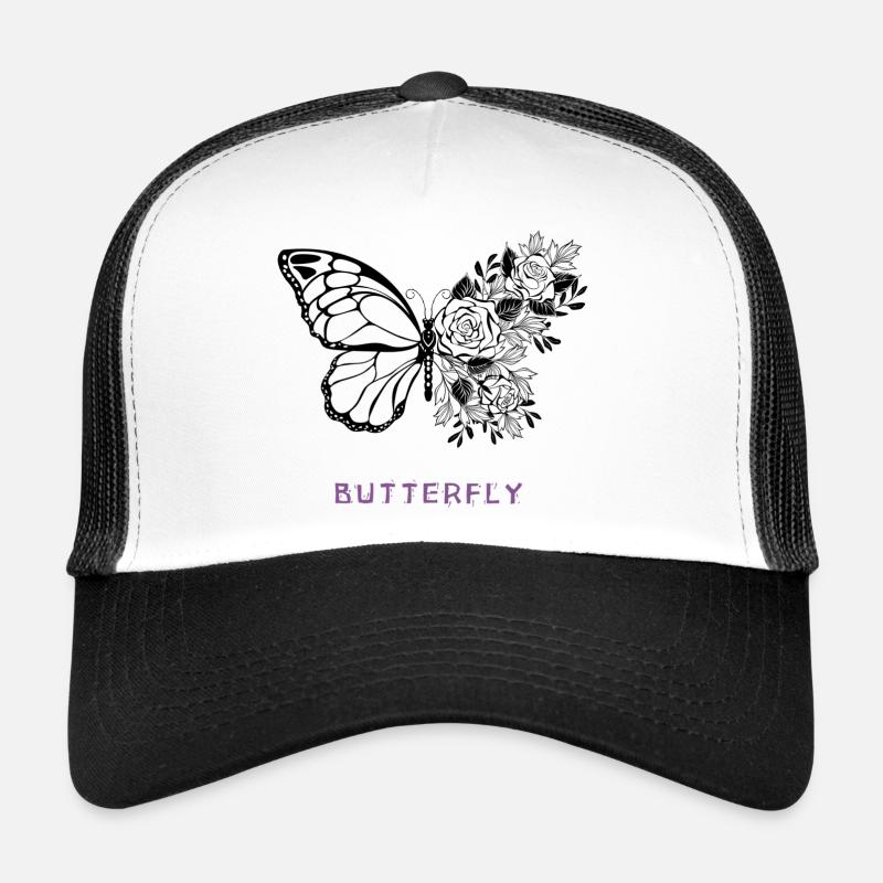 BUTTERFLY - Casquette trucker  - blanc/noir