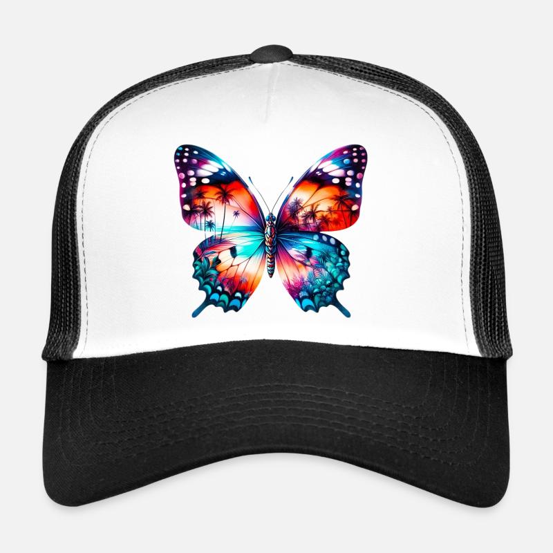 Schmetterling - Trucker Cap - Weiß/Schwarz
