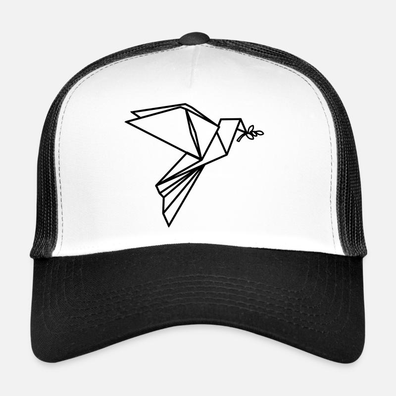 Origami-Friedenstaube transparent - Trucker Cap - Weiß/Schwarz