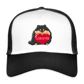 Ich liebe meinen Pom Black Tan - Trucker Cap - Weiß/Schwarz - Vorne