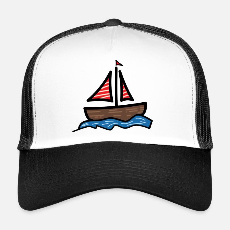 Schiff, Segeln, Boot - Trucker Cap - Weiß/Schwarz