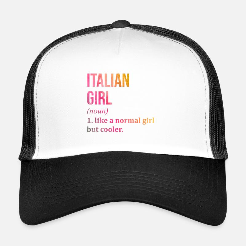 Italien - Trucker Cap - Weiß/Schwarz