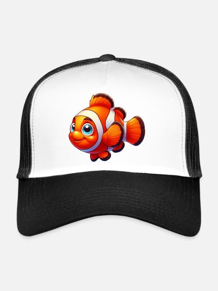 Poisson-clown - Casquette trucker  - blanc/noir - Devant