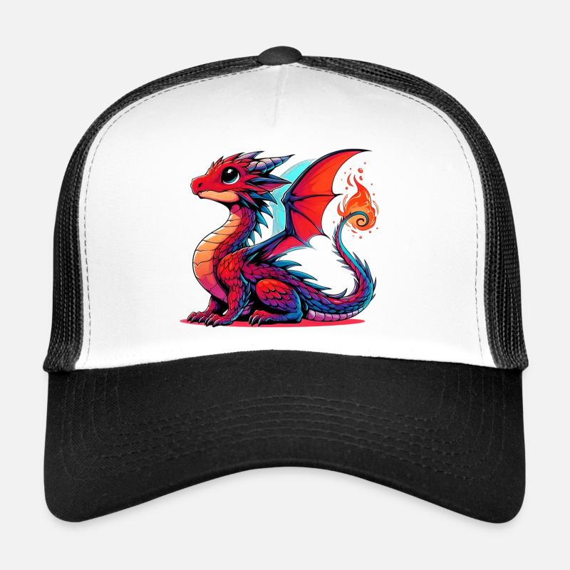 Drache - Trucker Cap - Weiß/Schwarz