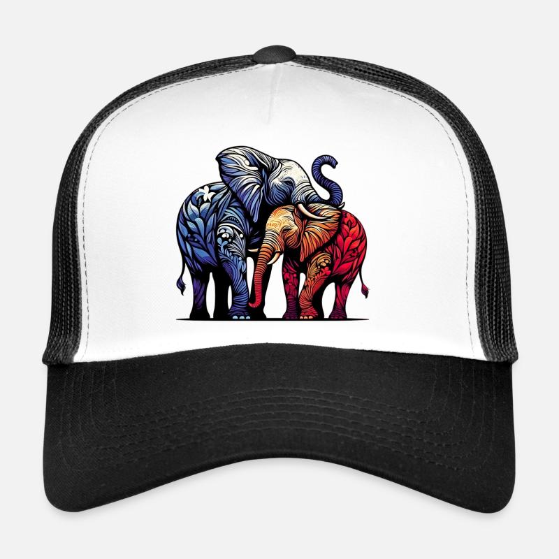 Éléphants - Casquette trucker  - blanc/noir