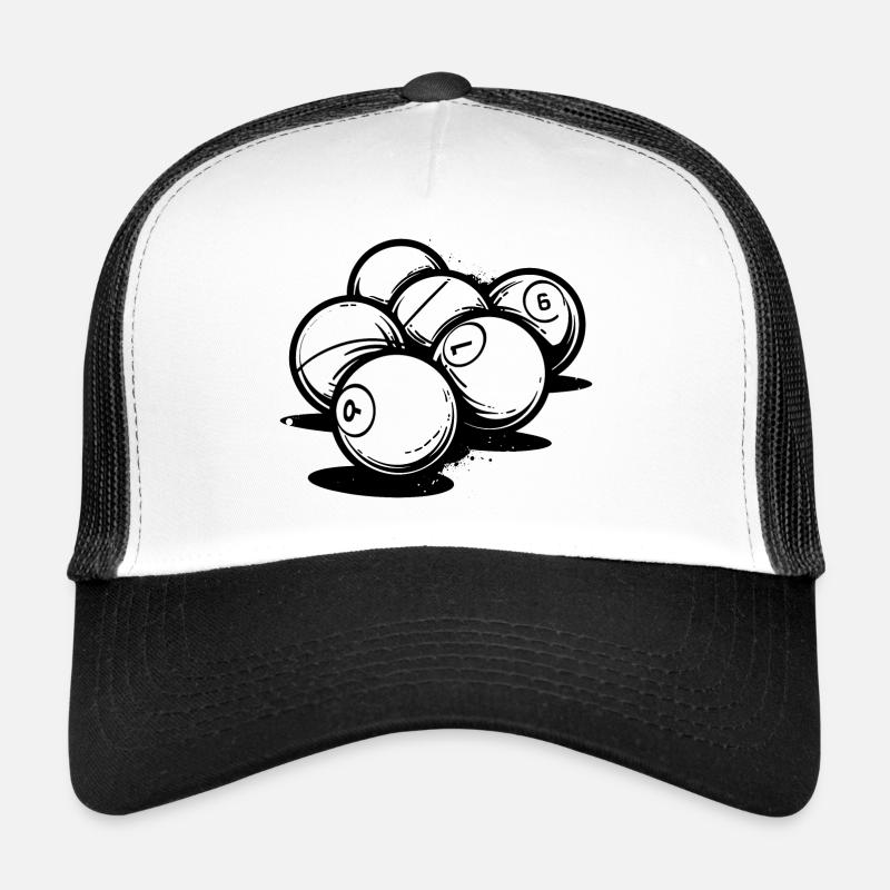 Billardkugeln - Trucker Cap - Weiß/Schwarz