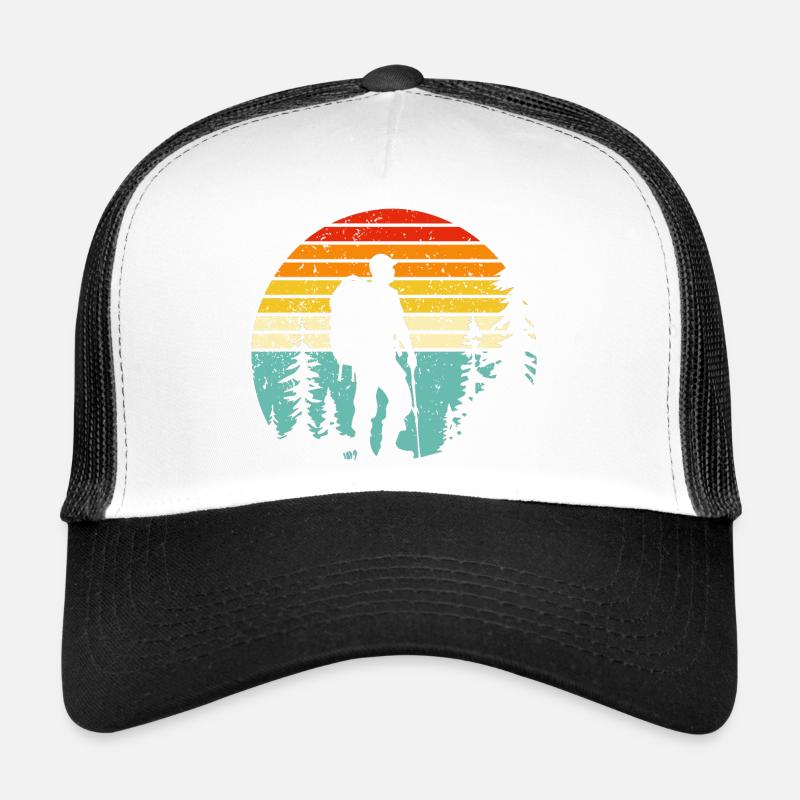 Randonneur silhouette au coucher rétro Casquette trucker 