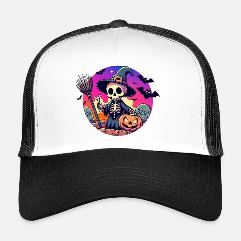 Mr. Bone Spooky Halloween 4 - Trucker Cap - white/black
