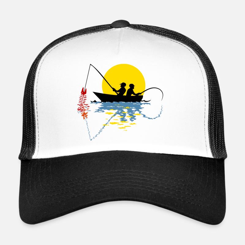 Angler in einem Boot - Trucker Cap - Weiß/Schwarz