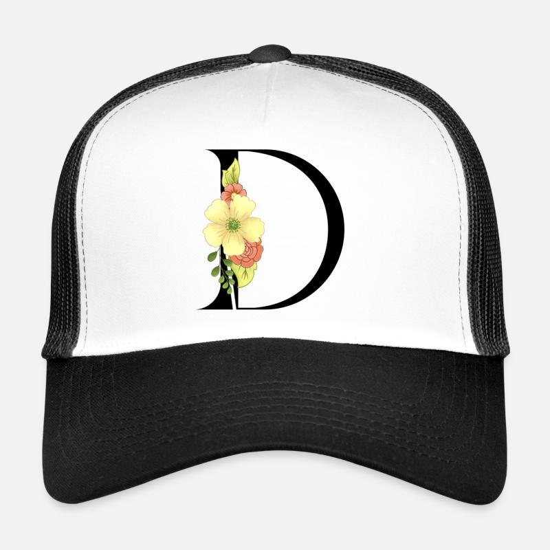 Eleganter Buchstabe 'D' mit Blumen Trucker Cap