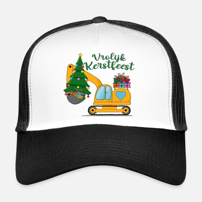 Graafmachine Vrolijk Kerstfeest in het geel Trucker Cap