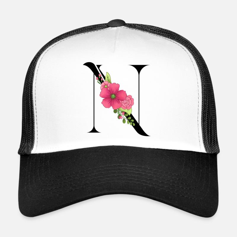 Eleganter Buchstabe 'T' mit Blumen Trucker Cap