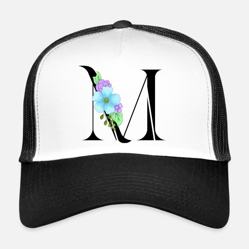 Eleganter Buchstabe 'M' mit Blumen Trucker Cap