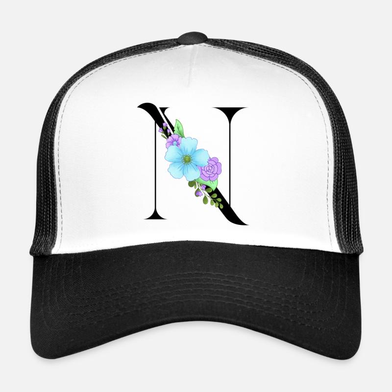 Eleganter Buchstabe 'T' mit Blumen Trucker Cap