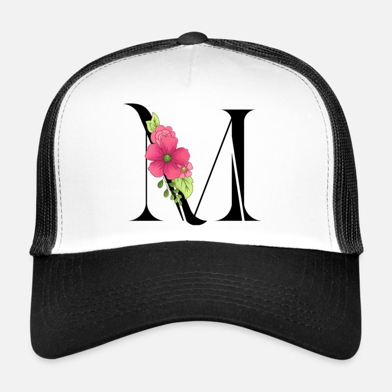 Eleganter Buchstabe 'M' mit Blumen Trucker Cap