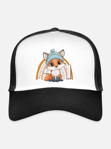 1er anniversaire Renard Arc-en-ciel Mignon Mignon - Casquette trucker  - blanc/noir - Devant