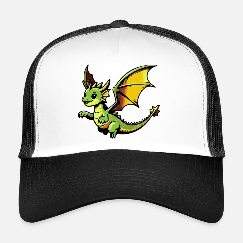 Drache - Trucker Cap - Weiß/Schwarz