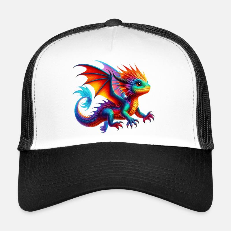 Drache - Trucker Cap - Weiß/Schwarz