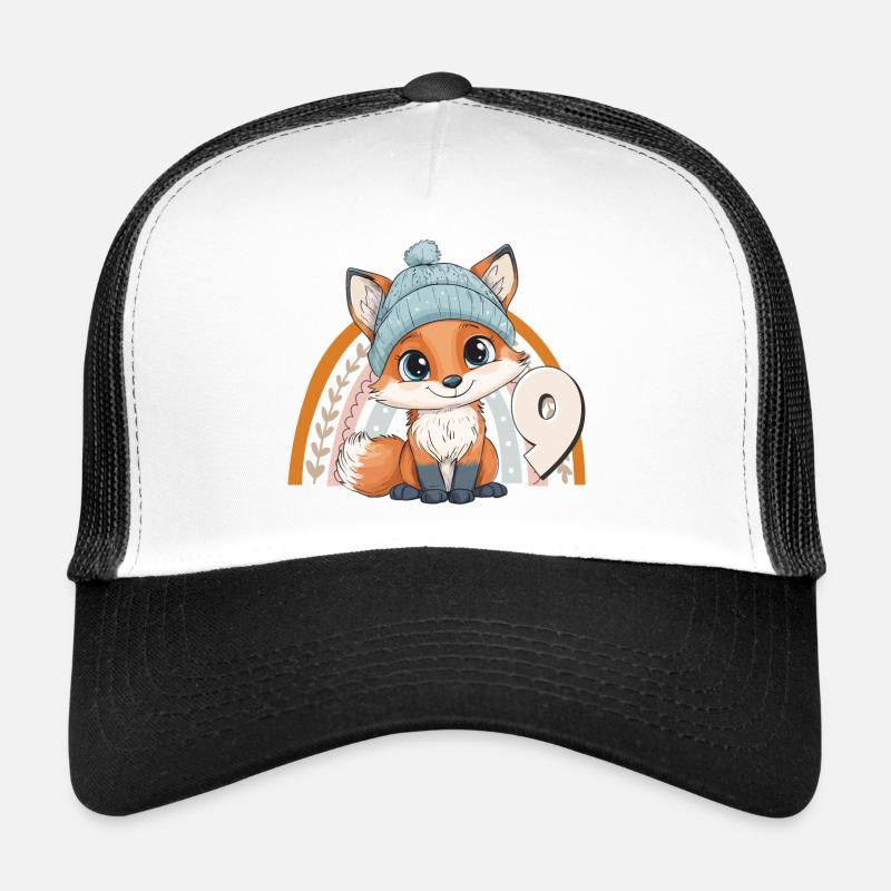 9ème anniversaire Renard Arc-en-ciel Mignon Mignon Casquette trucker 