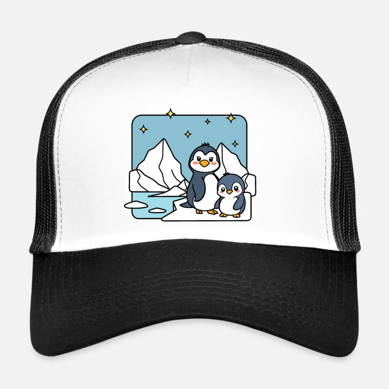 Niedliche Pinguin Geschwister auf der Eisscholle! - Trucker Cap - Weiß/Schwarz