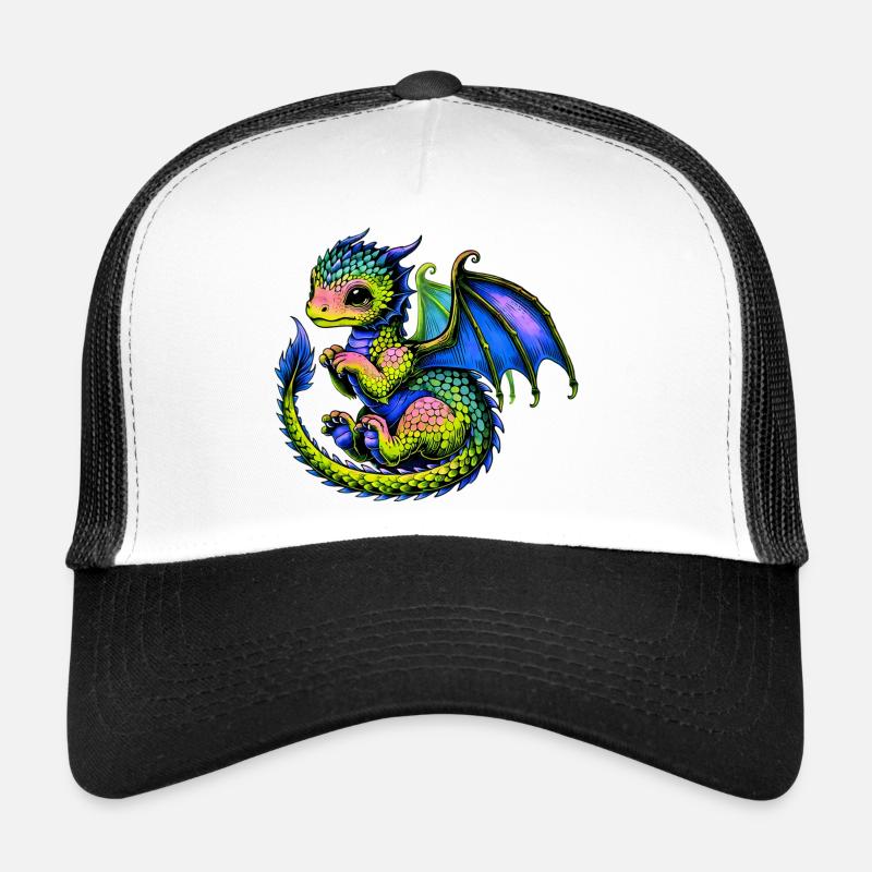 Drache - Trucker Cap - Weiß/Schwarz
