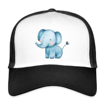 Elefant Watercolour - Trucker Cap - Weiß/Schwarz - Vorne