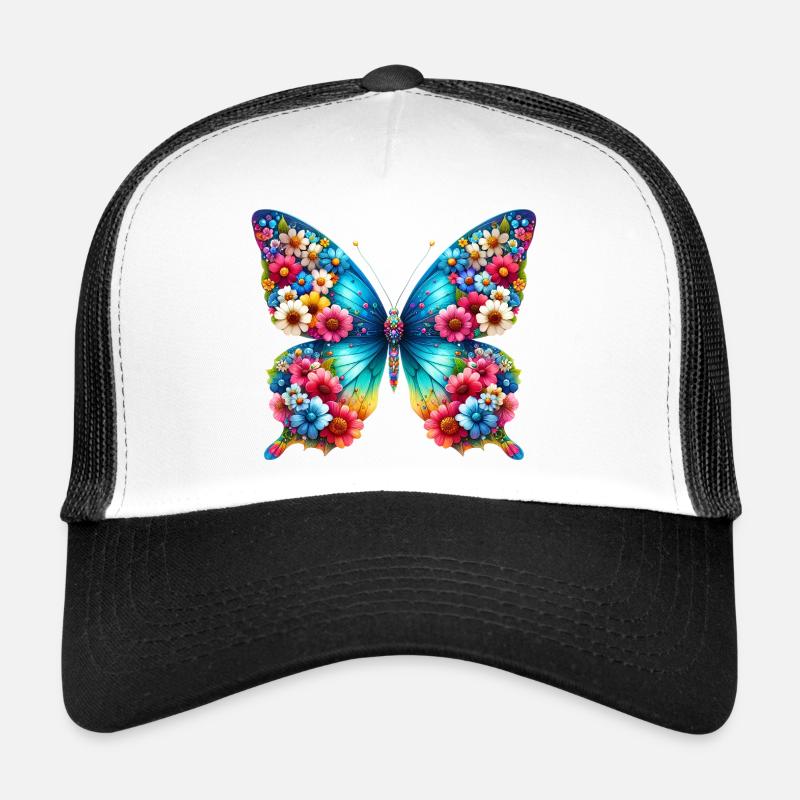 Schmetterling - Trucker Cap - Weiß/Schwarz