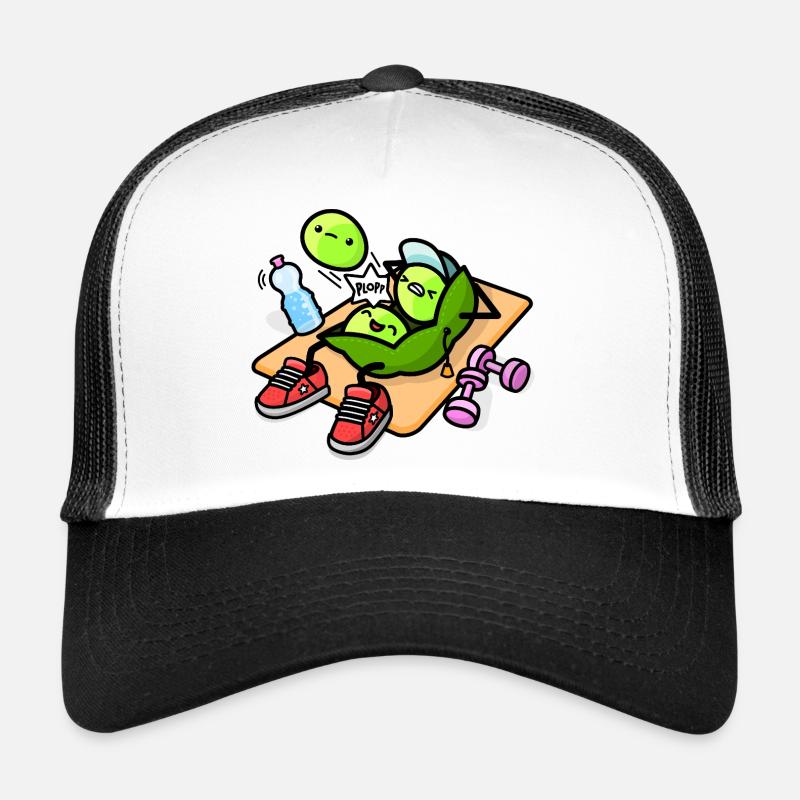 Kawaii pea pod during workout - Trucker Cap - white/black