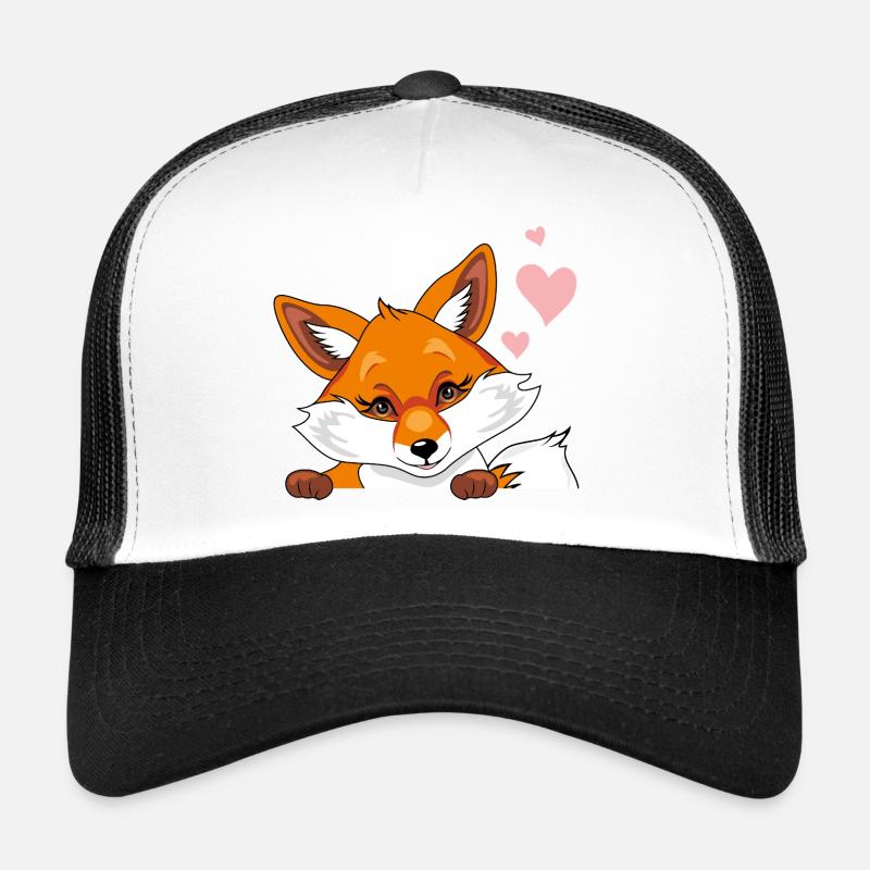 Spähender süßer, schüchterner Fuchs mit Herzen Trucker Cap