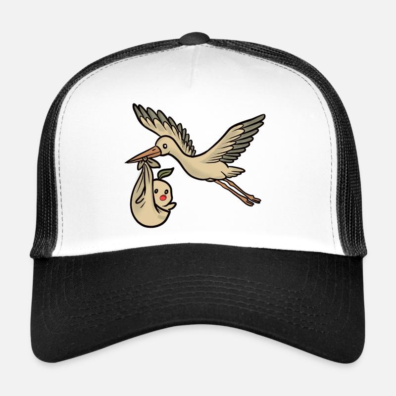 Cigogne et bébé - Casquette trucker  - blanc/noir