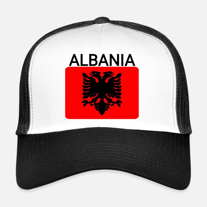 Albanien Flaggenkarten - Trucker Cap - Weiß/Schwarz