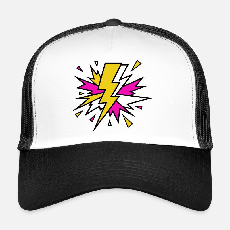 Gelber Strahl Neon-Explosion - Trucker Cap - Weiß/Schwarz