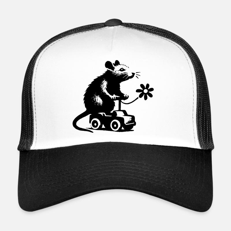 Rat playing with toy car Trucker Cap