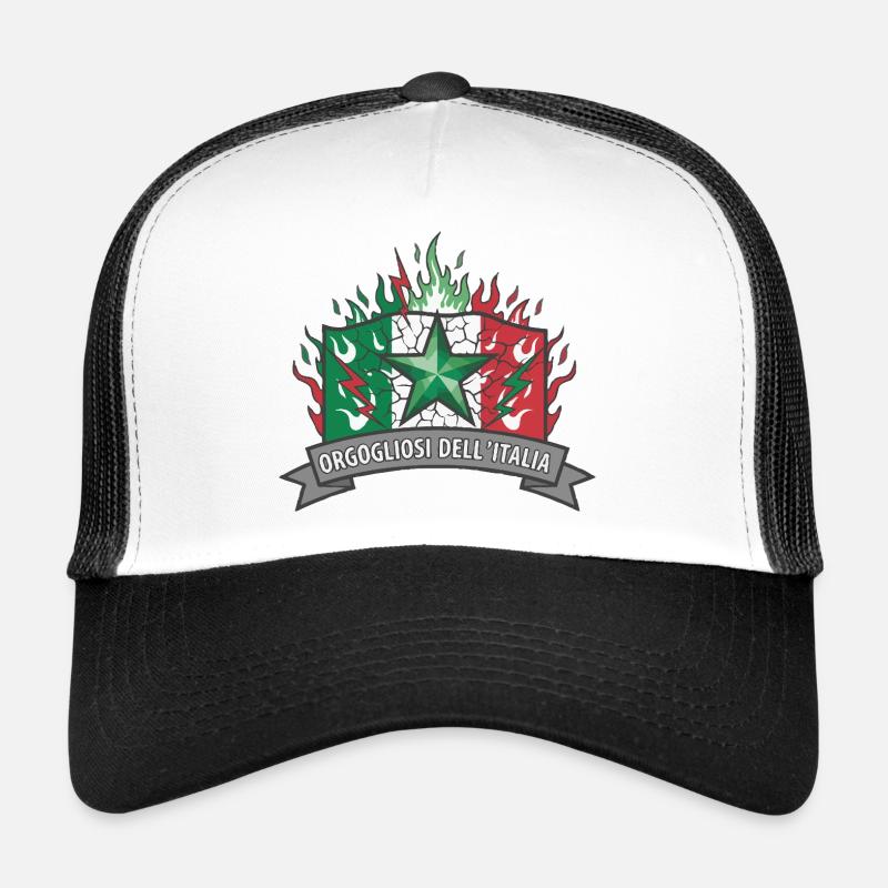 Italian Pride with Flame Star Trucker Cap
