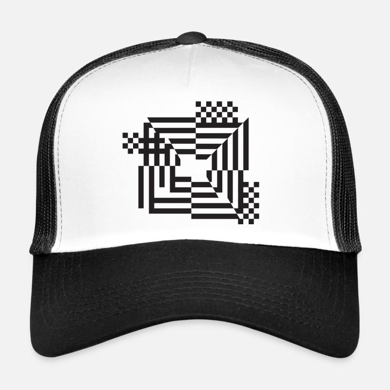 Labyrinth Grid Monochrome Trucker Cap