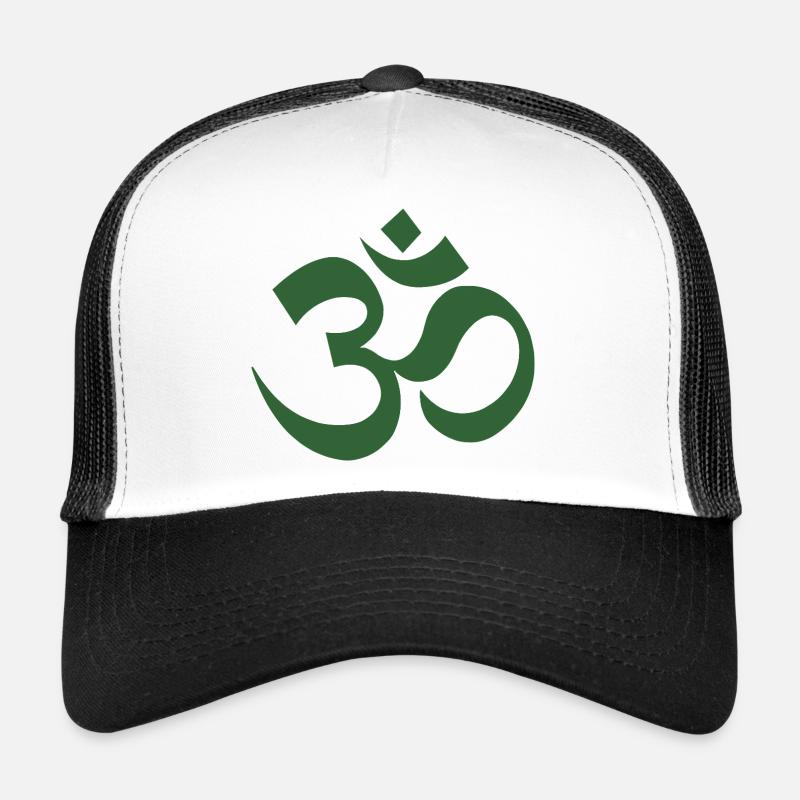 Symbole Om Modèle du Dharma - Casquette trucker  - blanc/noir