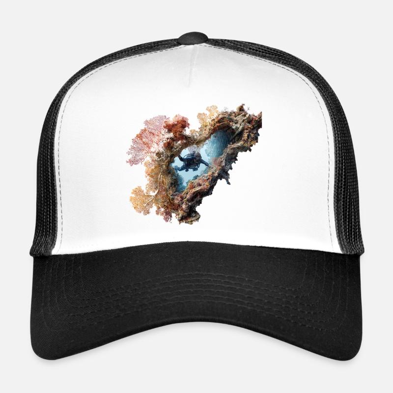 Coral Reef Diver Adventurer - Trucker Cap - white/black