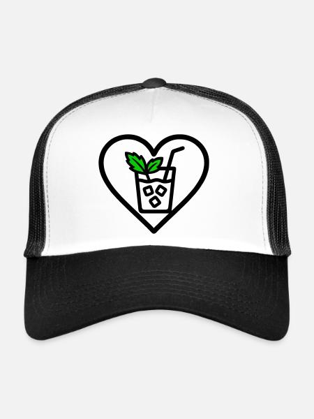 Mojito Heart Cocktail Mint Summer Drink - Trucker Cap - white/black - Front